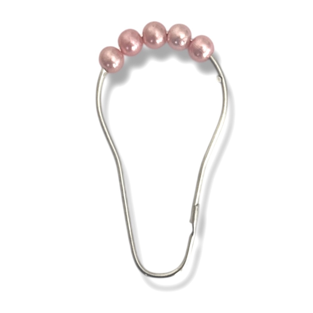 3 FOR $20 BATH ACCESSORIES Shower Curtain Pink Pearl Hooks Rings Pack of 12